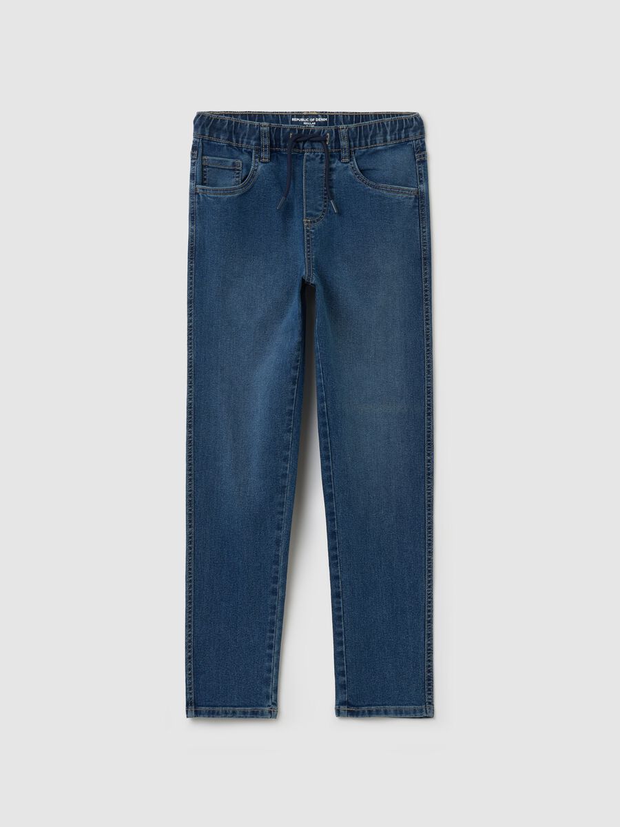 Denim joggers with five pockets_0