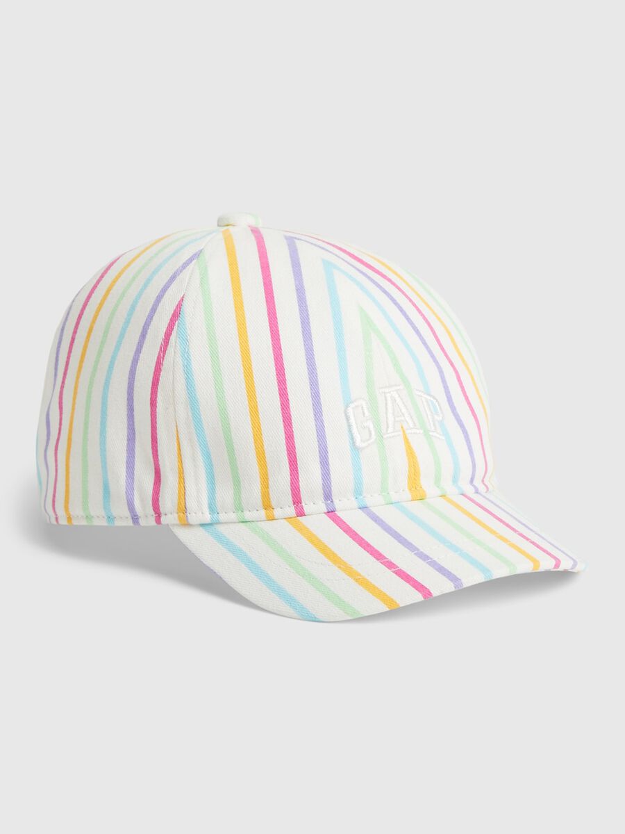 Striped baseball cap with embroidered logo._0