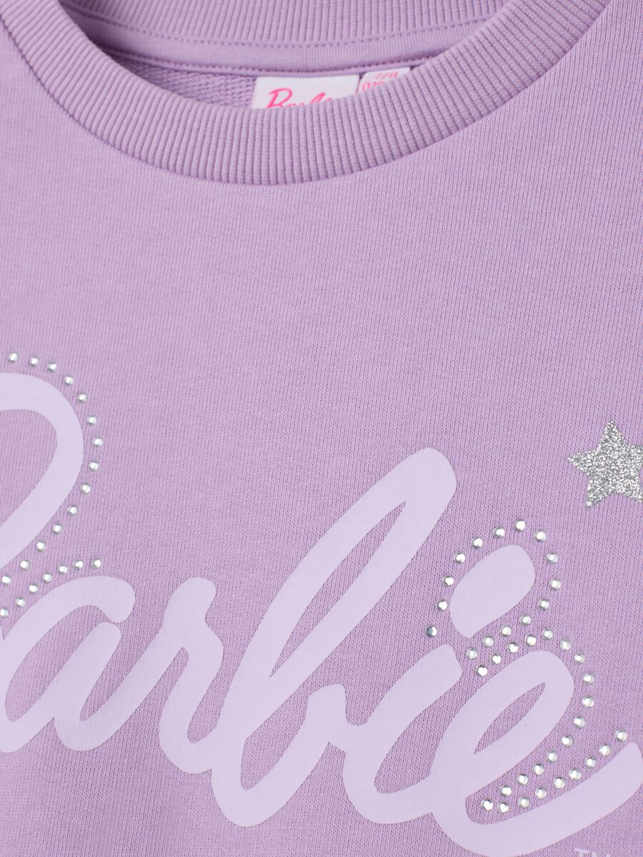 Purple cotton girl's sweatshirt with Barbie rhinestones_2