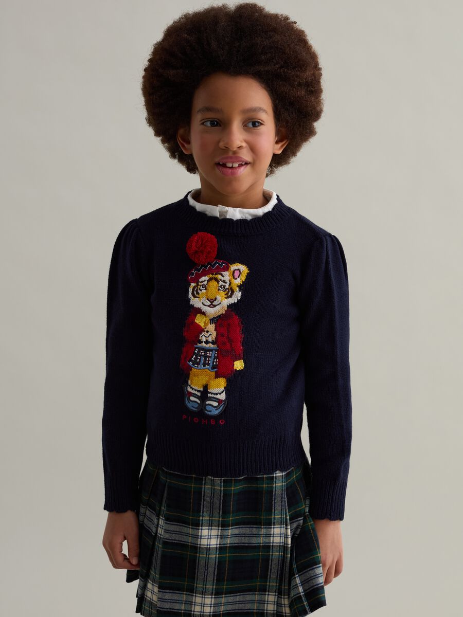Pullover with jacquard tiger design_0