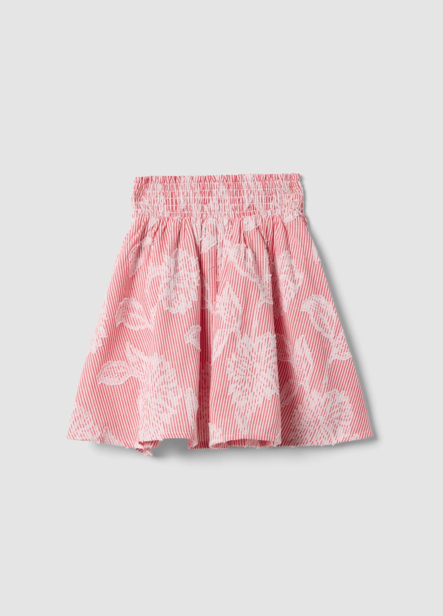 Girls&rsquo; pure cotton ruffle skirt with pink stripes