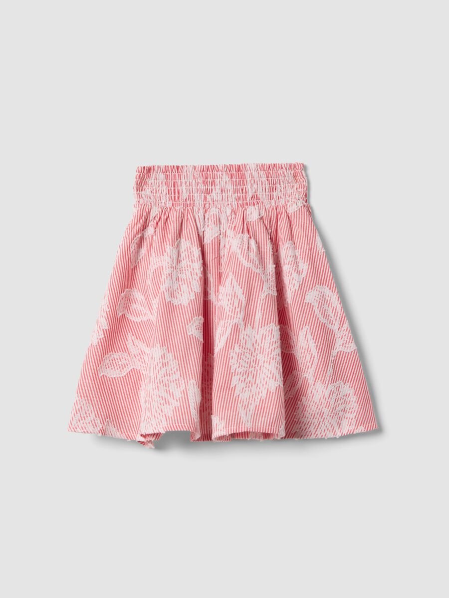 Gonna a balze in puro cotone e righe rosa per bambina_1