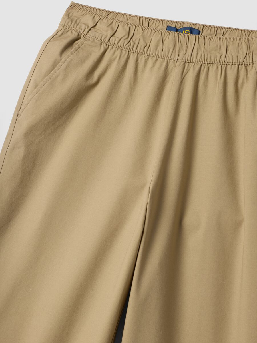 Beige stretch-cotton trousers with elasticated waistband_1