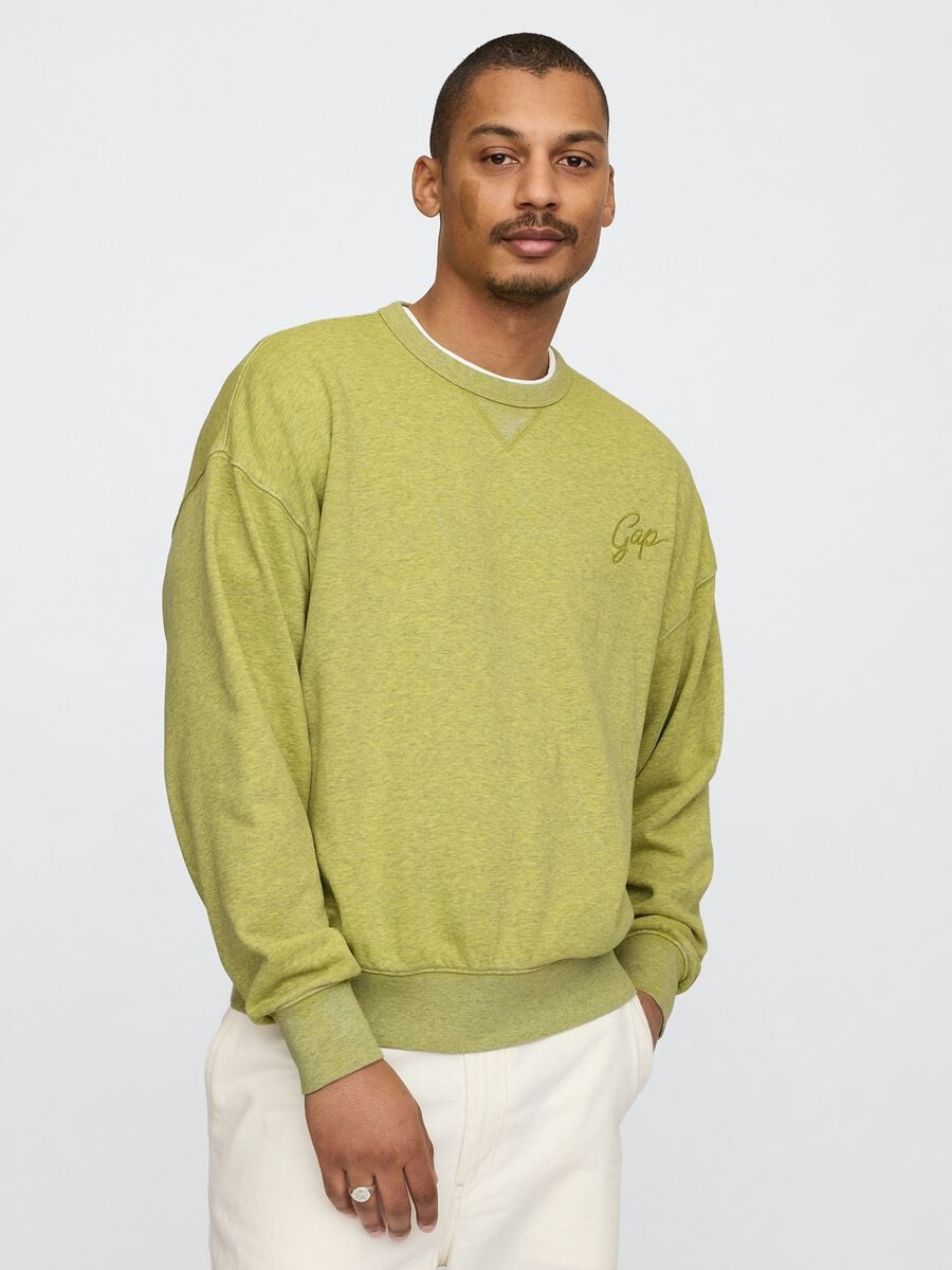 Felpa verde con logo ricamato_0