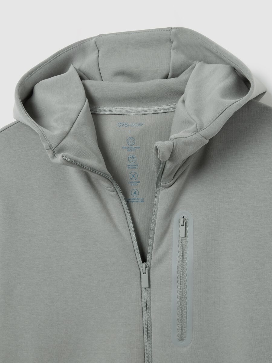 Regular fit grey hoodie with zip_5