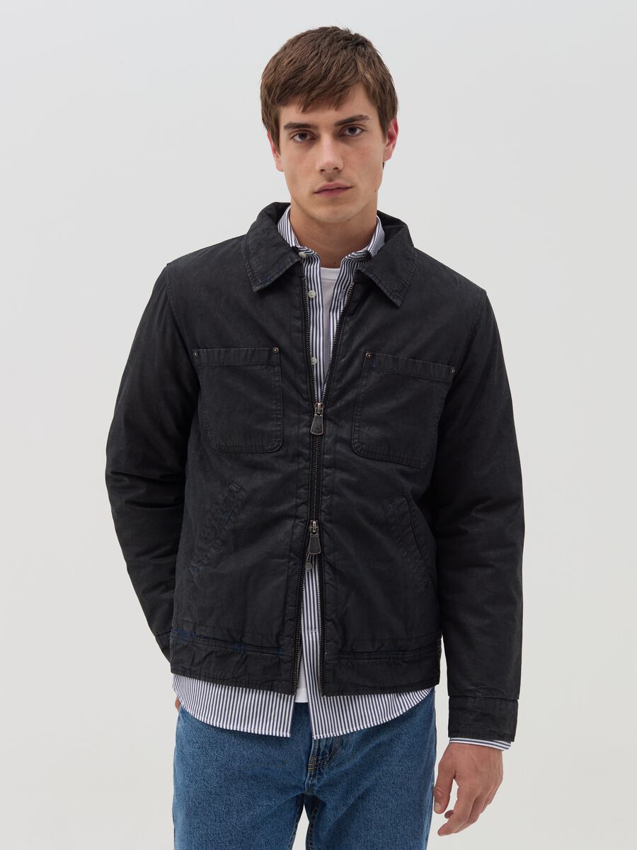 Limited Edition Short jacket in leather-effect denim_0