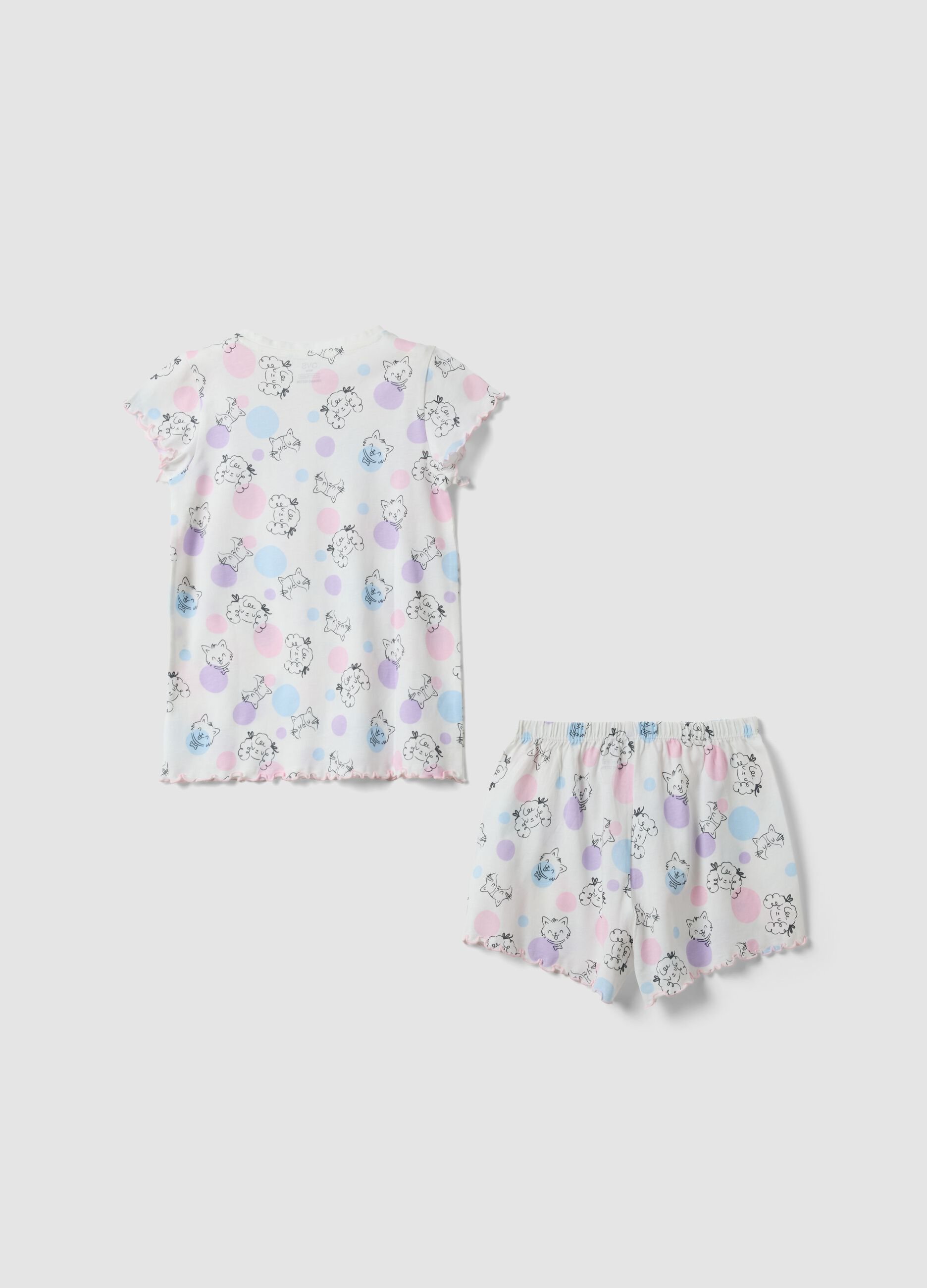 White organic cotton girls&rsquo; pyjamas with all-over print
