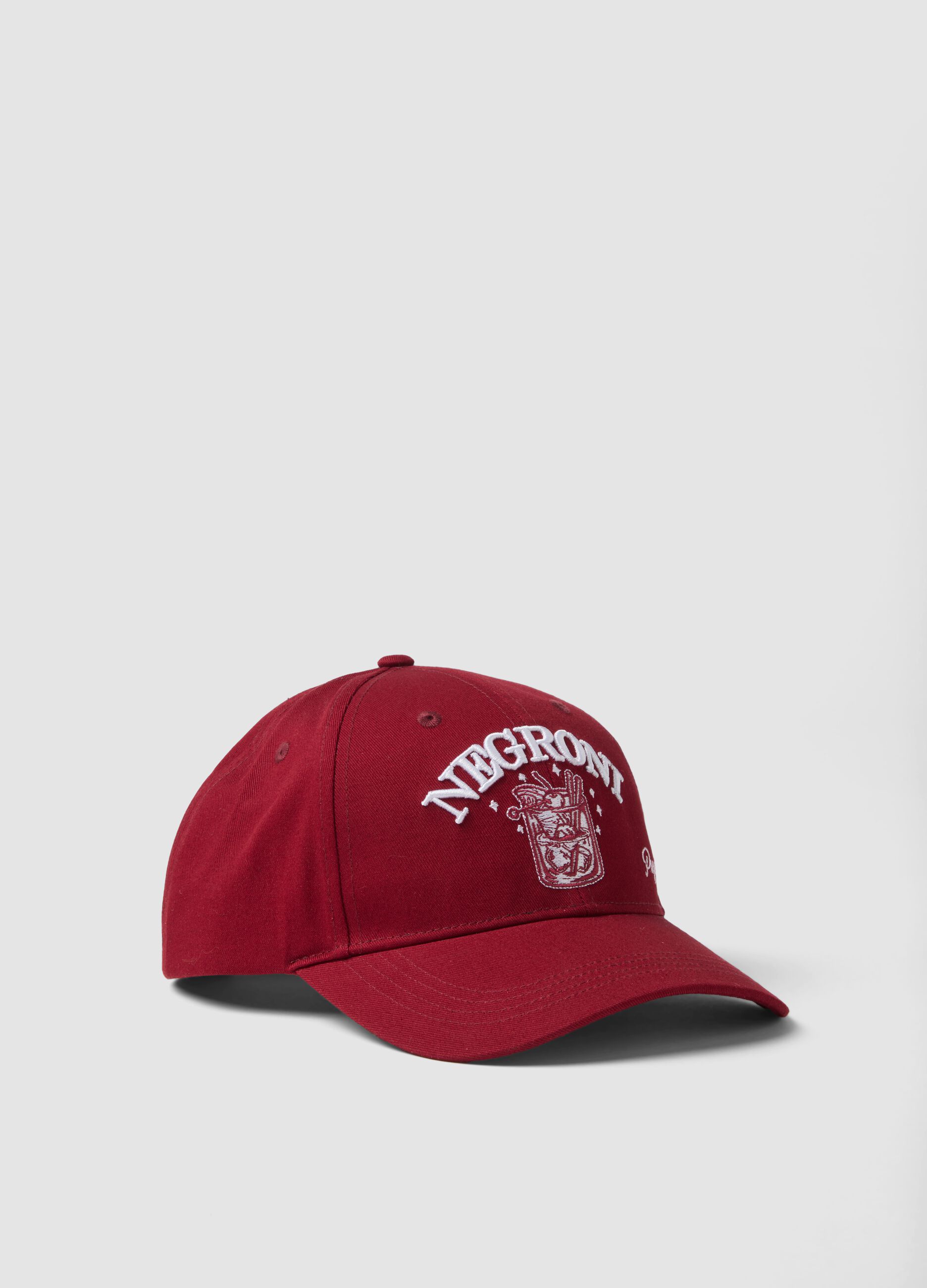 Red pure cotton baseball cap with Negroni embroidery