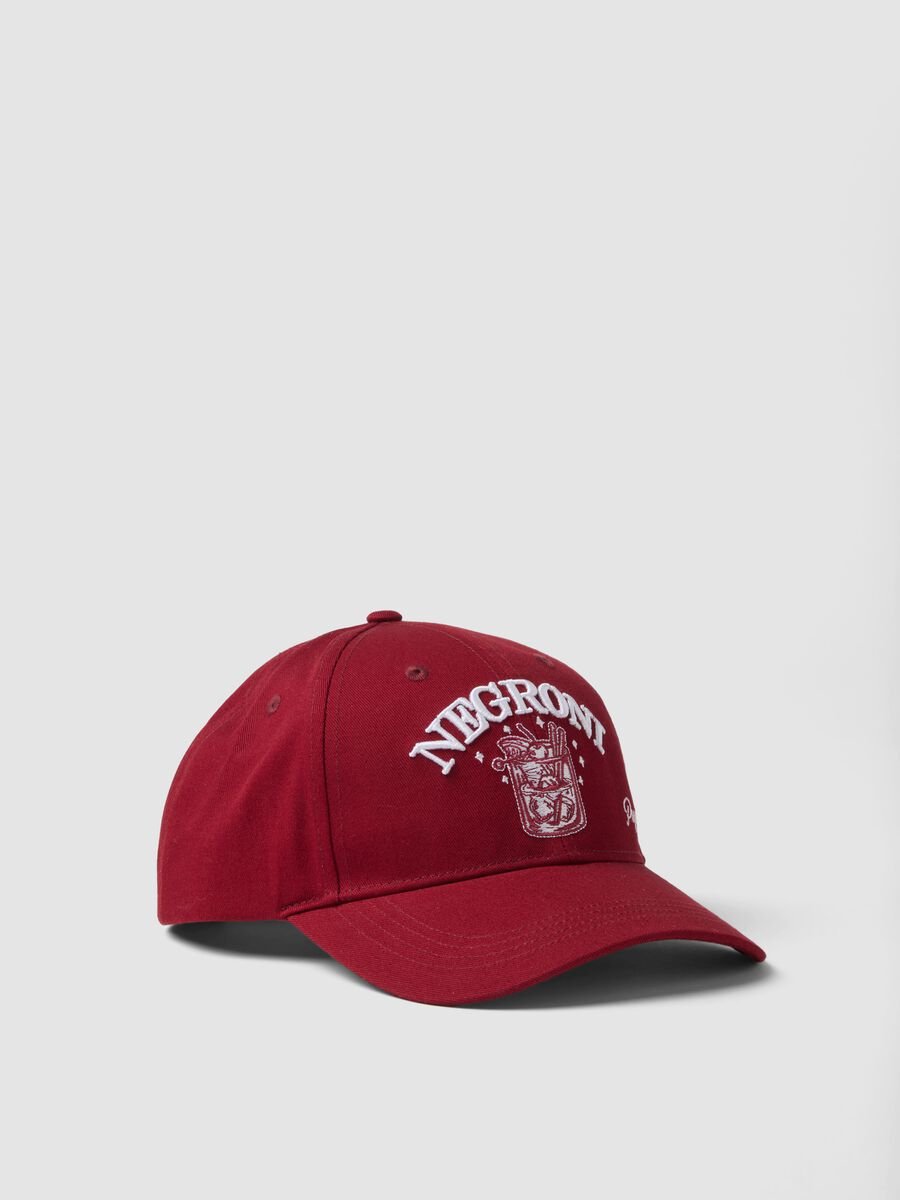 Cappello da baseball in puro cotone rosso con ricamo Negroni_0