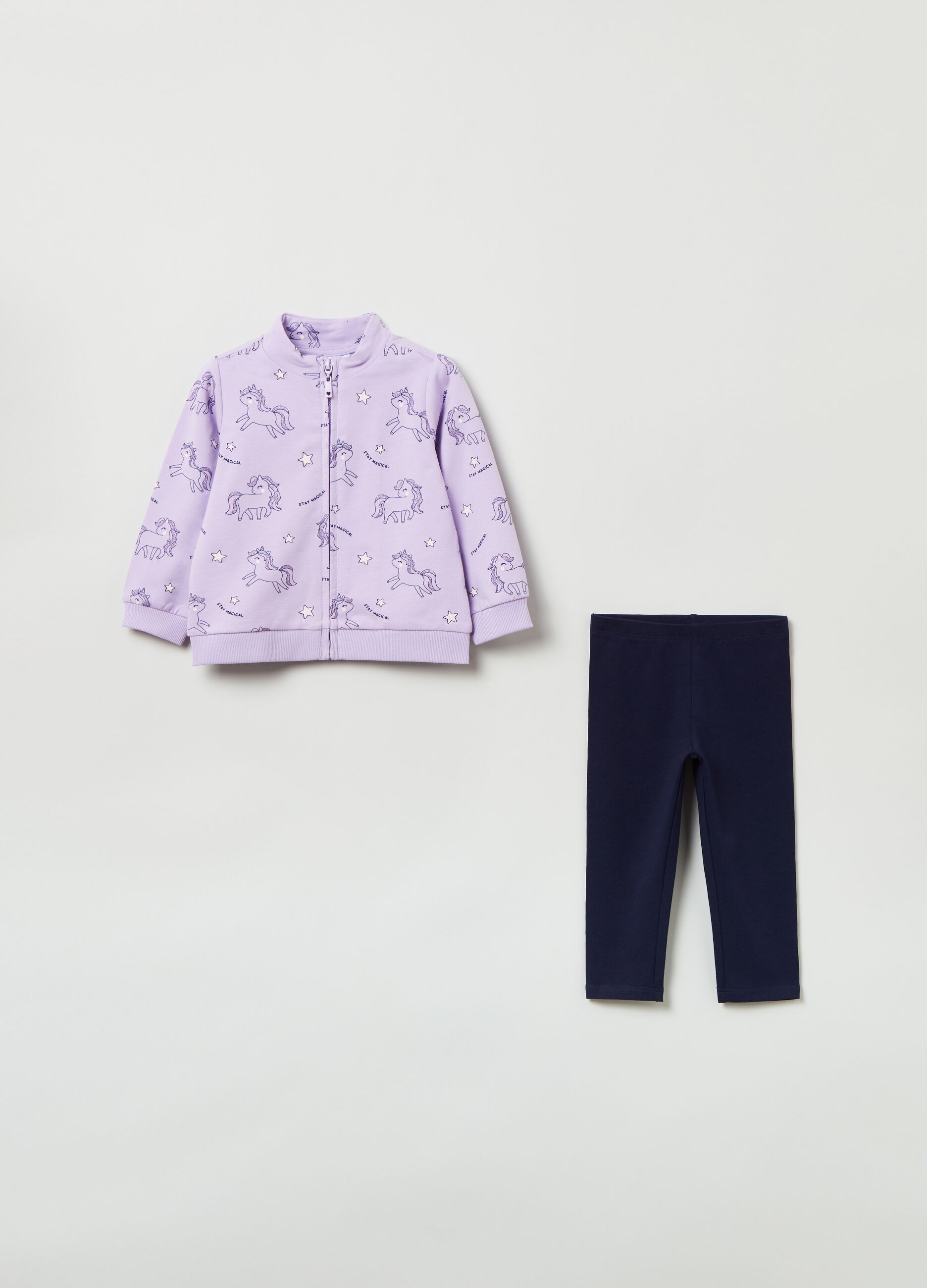 Jogging set full-zip con stampa e leggings_0