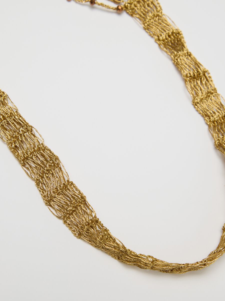 Gold multi-string necklace with beads_2