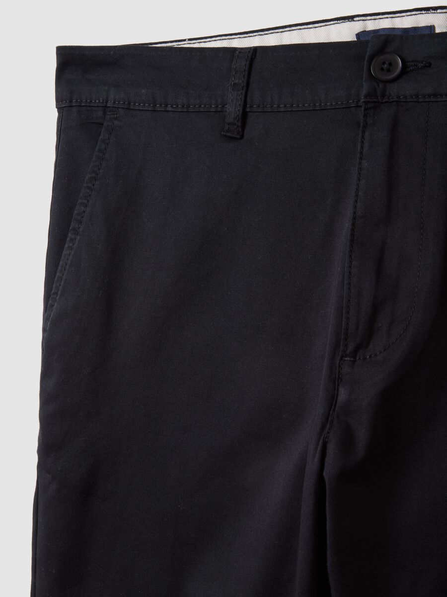 Black Stretch Cotton Slim Fit Chino Trousers_6