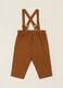 Brown cotton-linen blend trousers with suspenders_2