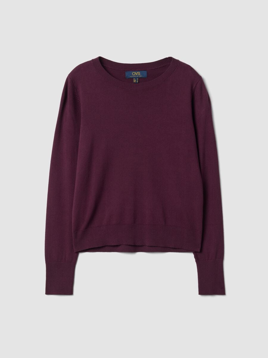 Maglia viola in misto viscosa a girocollo_4