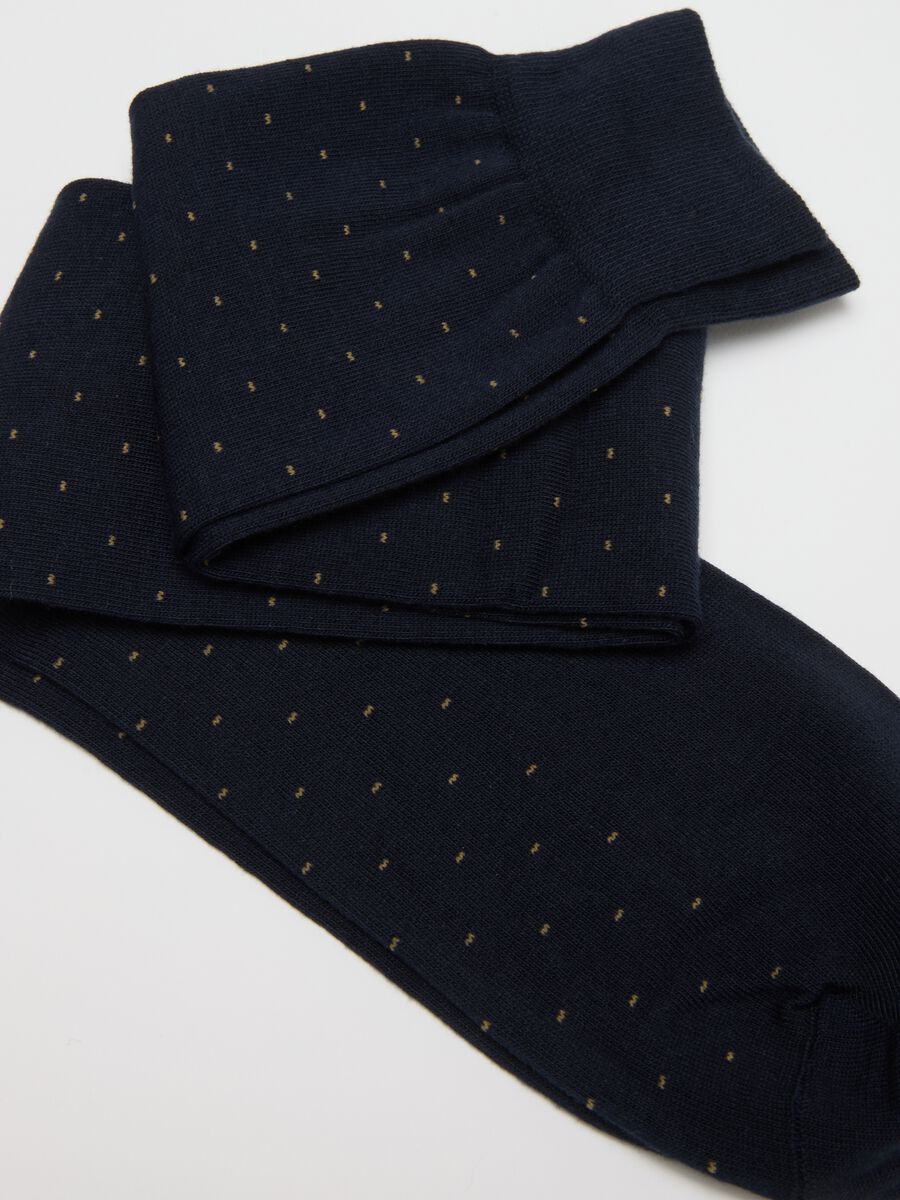 Two-pack blue long socks in cotton blend_1
