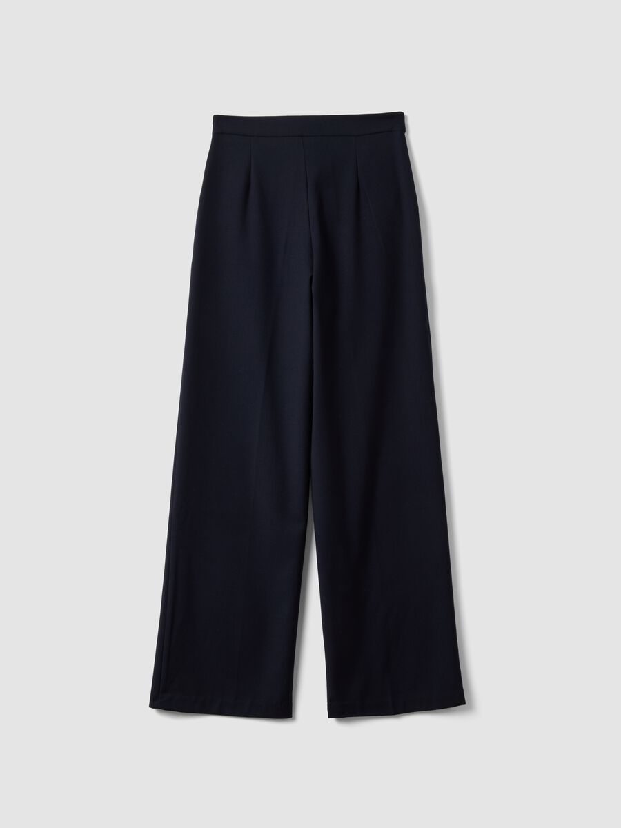 Blue stretch viscose straight-fit trousers_2