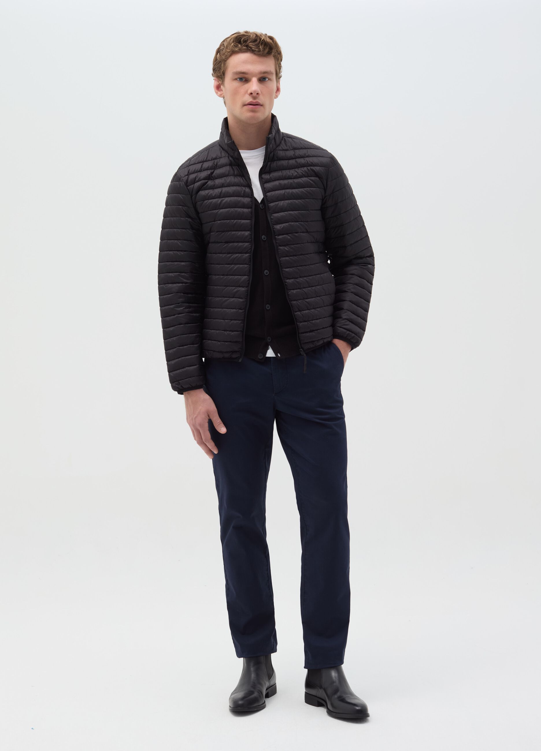 Full-zip ultralight quilted down jacket