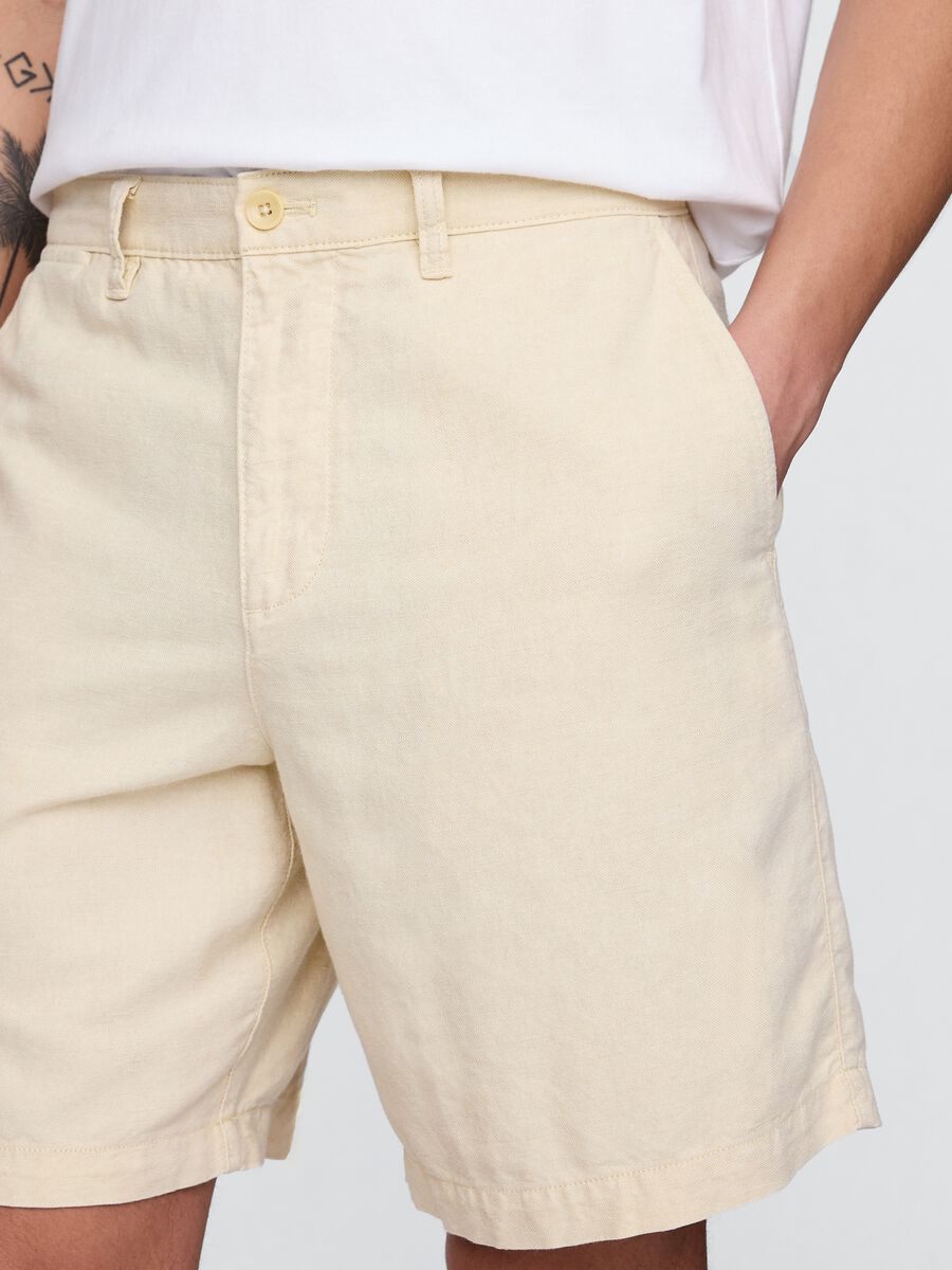 Beige Linen and Cotton Blend Shorts by Gap_4