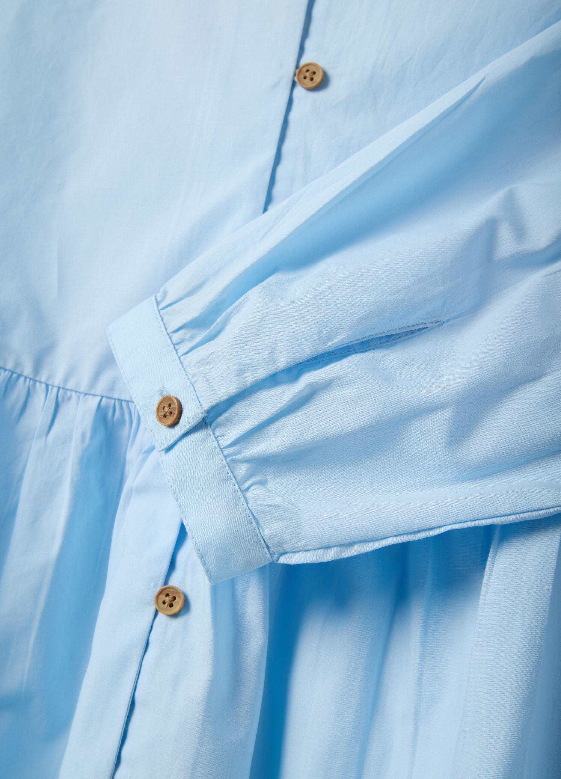 Deep V Blue Cotton Dress Regular Fit