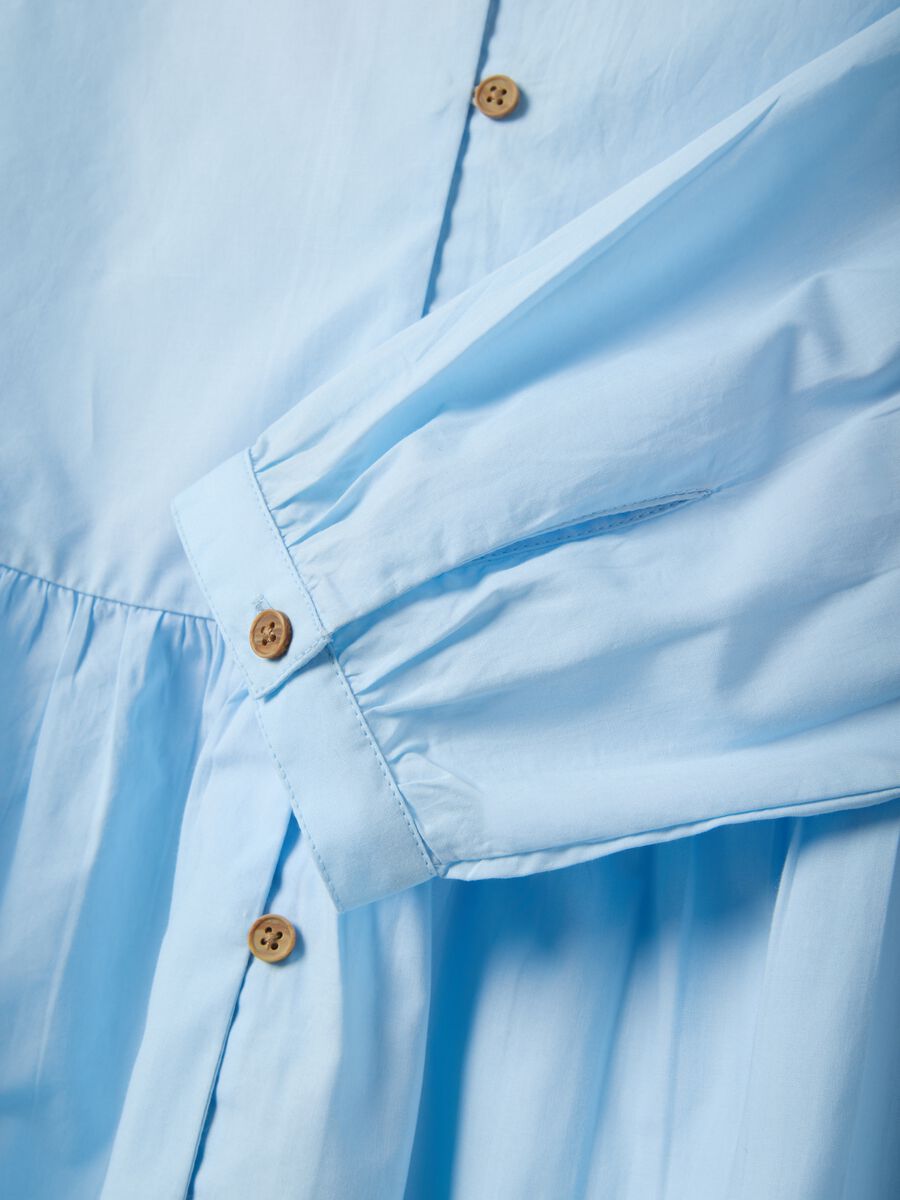 Abito in puro cotone azzurro regular fit deep V_5