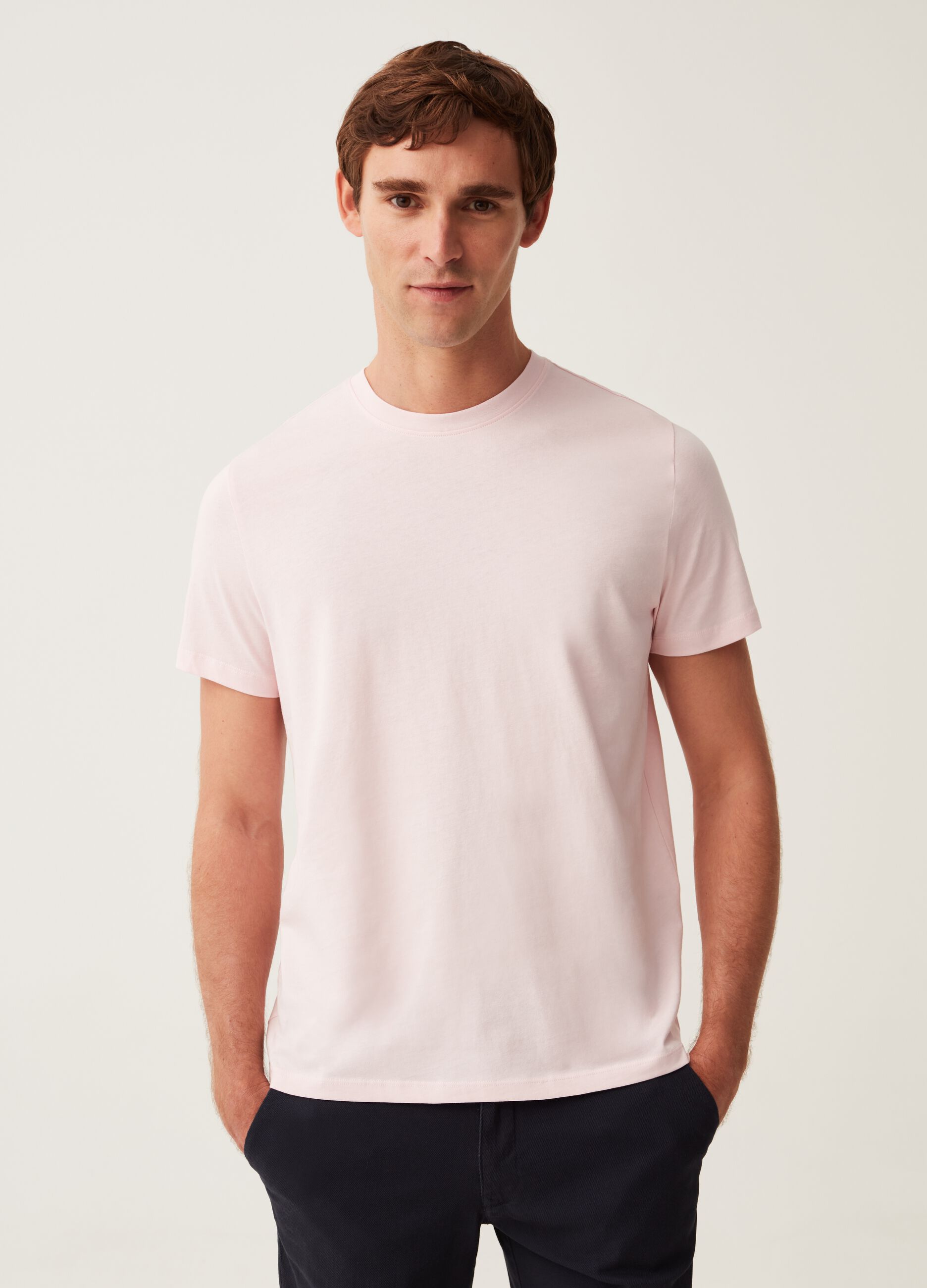 T-shirt girocollo in cotone_1