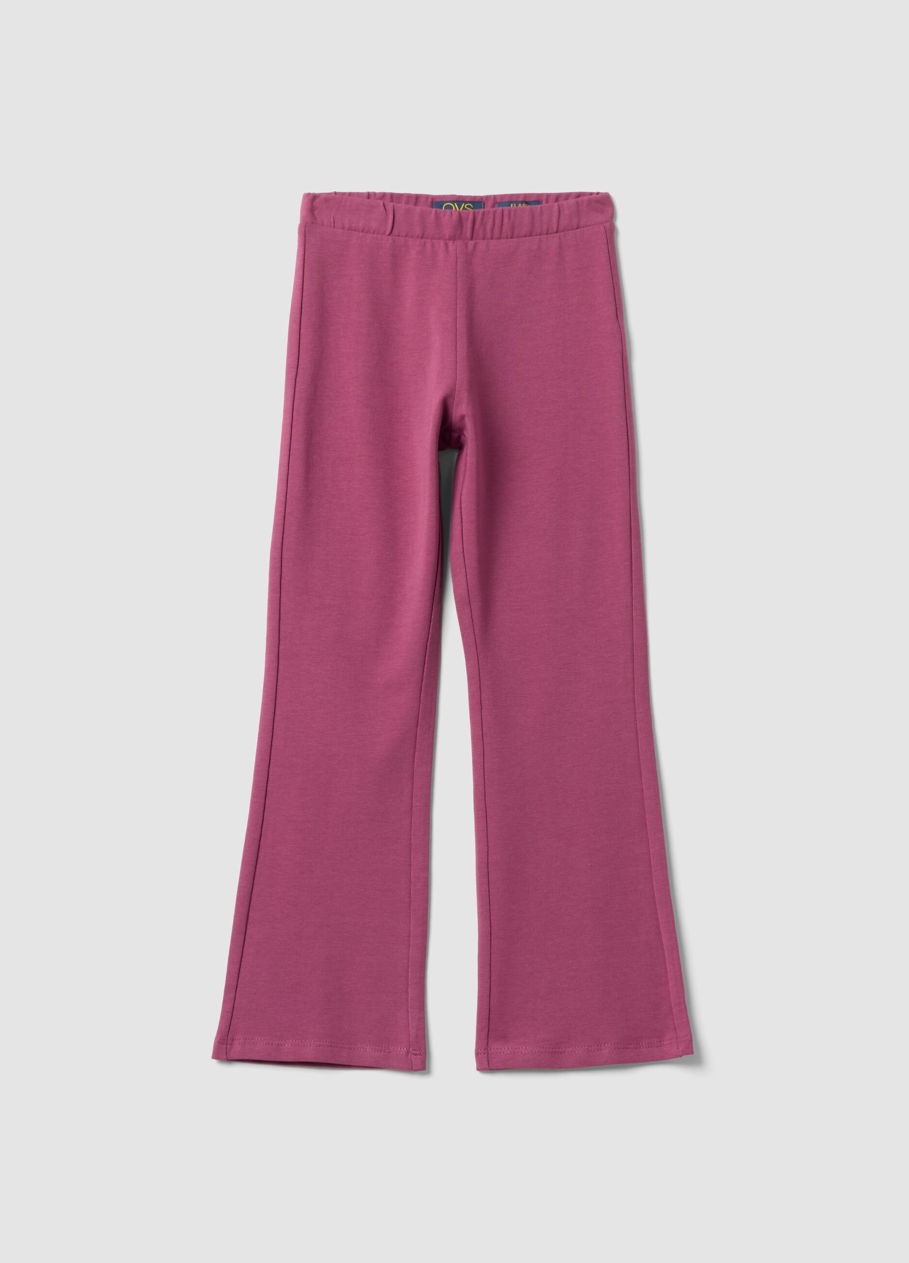 Pink cotton-stretch flared leggings