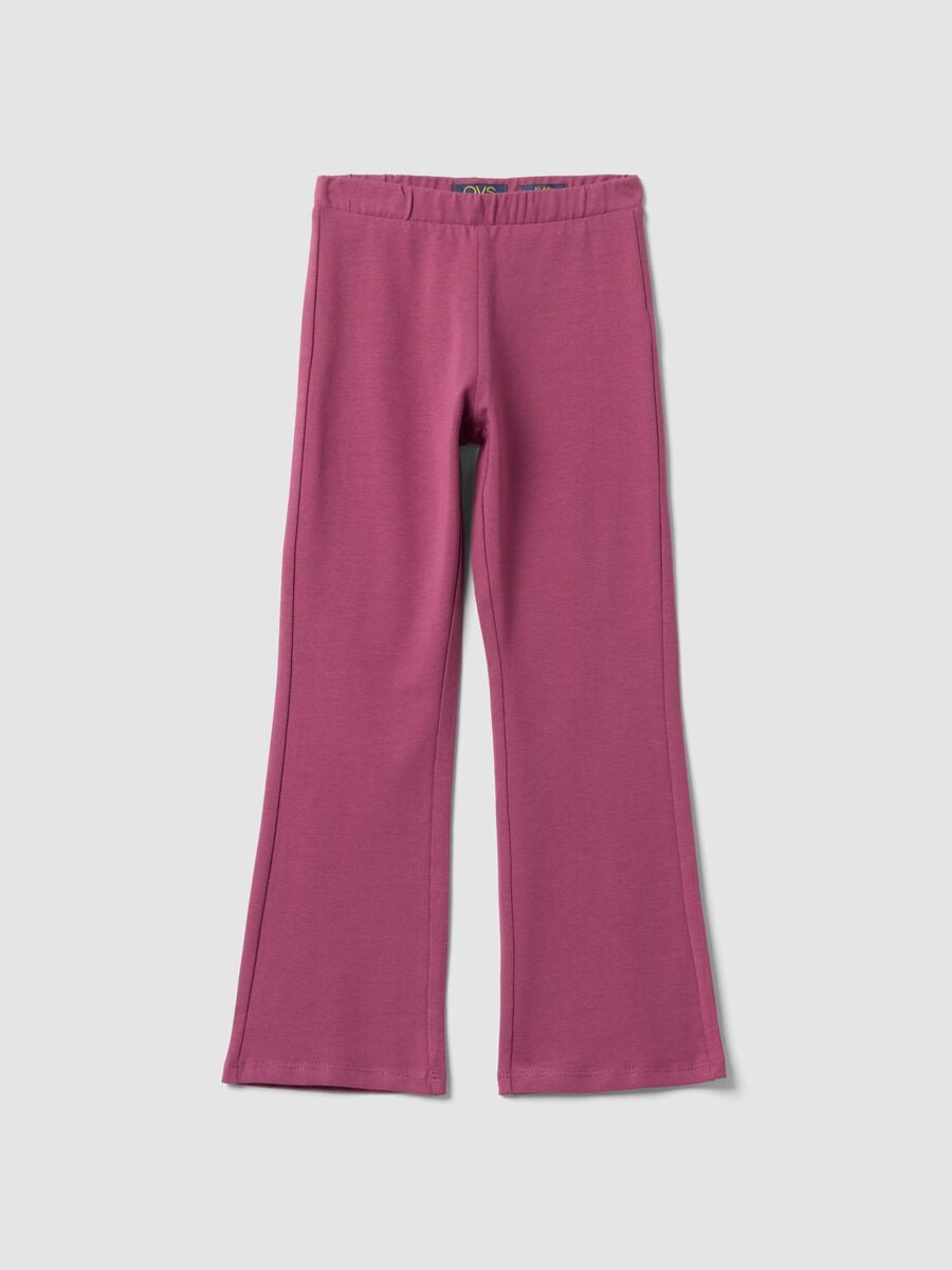 Leggings flare rosa in cotone elasticizzato_0