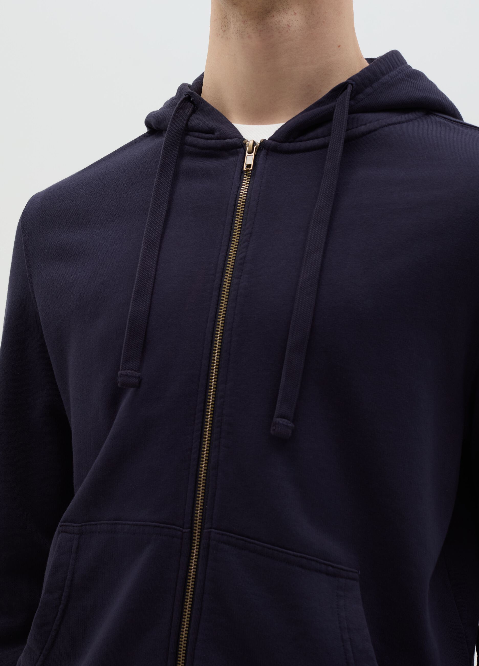 Full-zip sweatshirt in cotton with hood