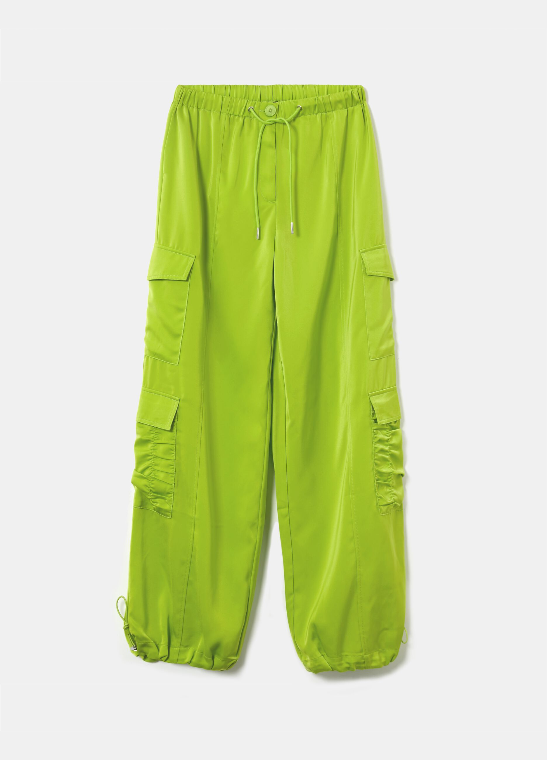Satin-effect cargo joggers