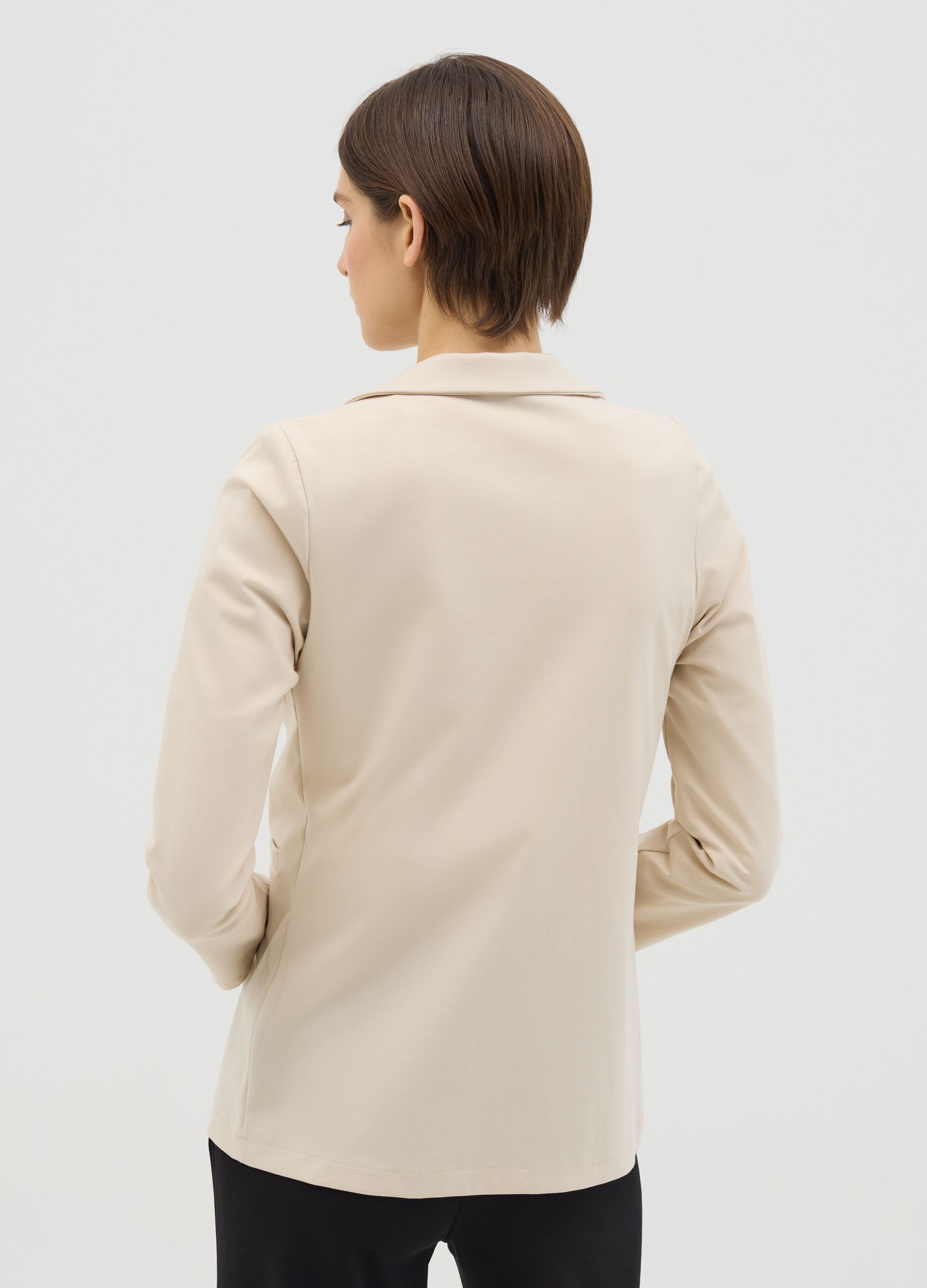 Beige single-breasted blazer