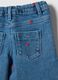 Stretch cotton denim regular fit trousers with embroidery for girls_3