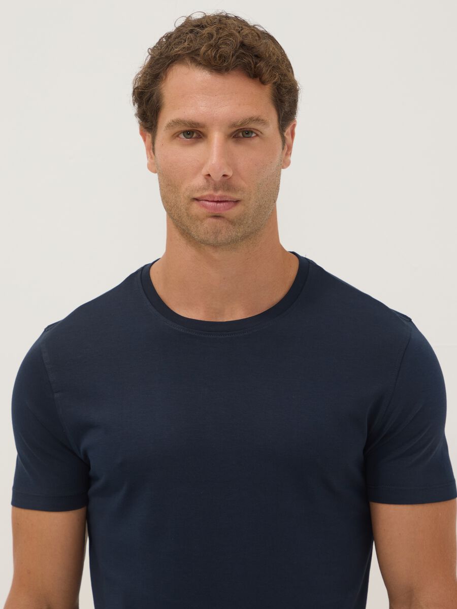 Blue regular-fit Supima cotton crew-neck T-shirt_1