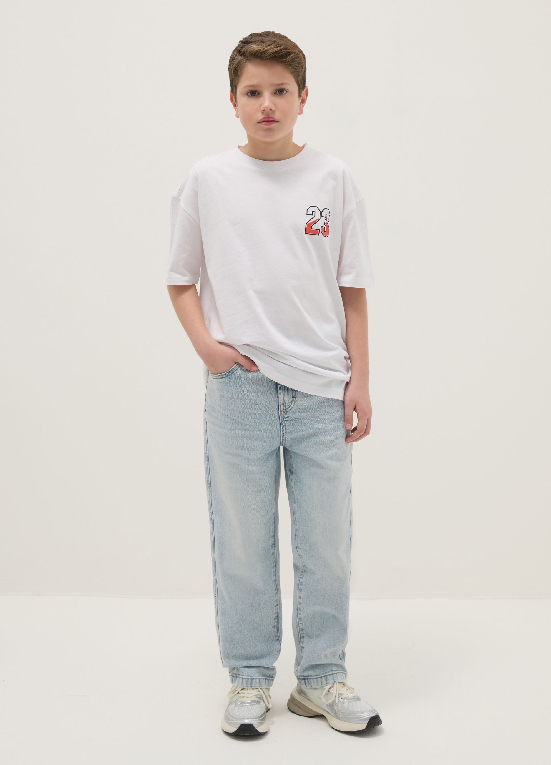 Boy's Relaxed Fit Light Blue Denim Pure Cotton Jeans
