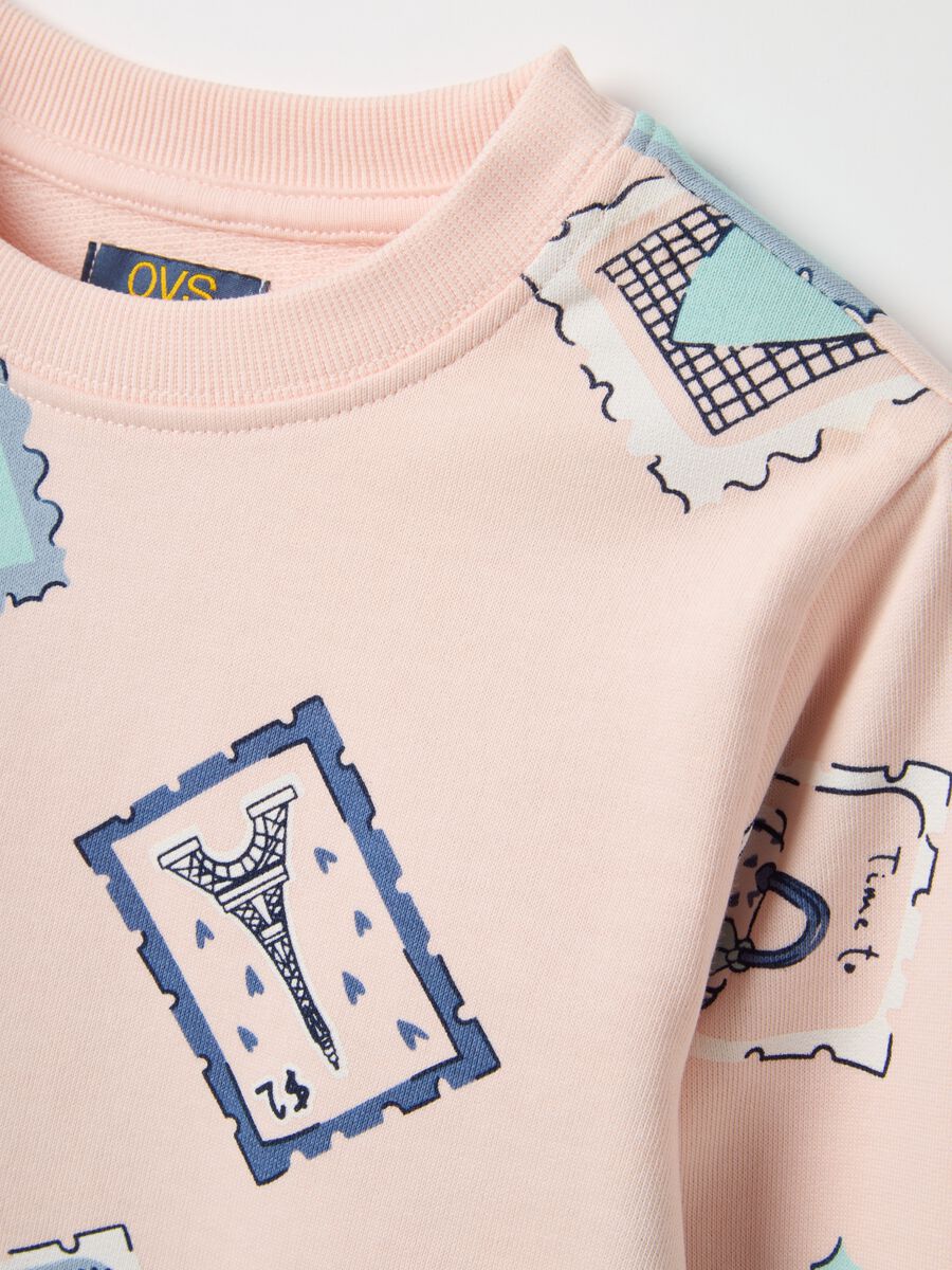 Girl's pink pure cotton sweatshirt, regular fit with print_2