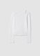 White cotton blend slim fit boat neck top for girls_4