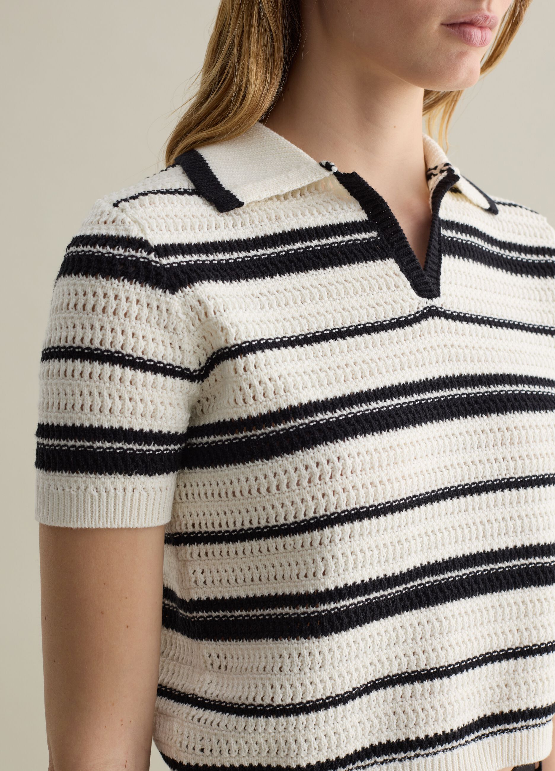 Black and white striped top in cotton