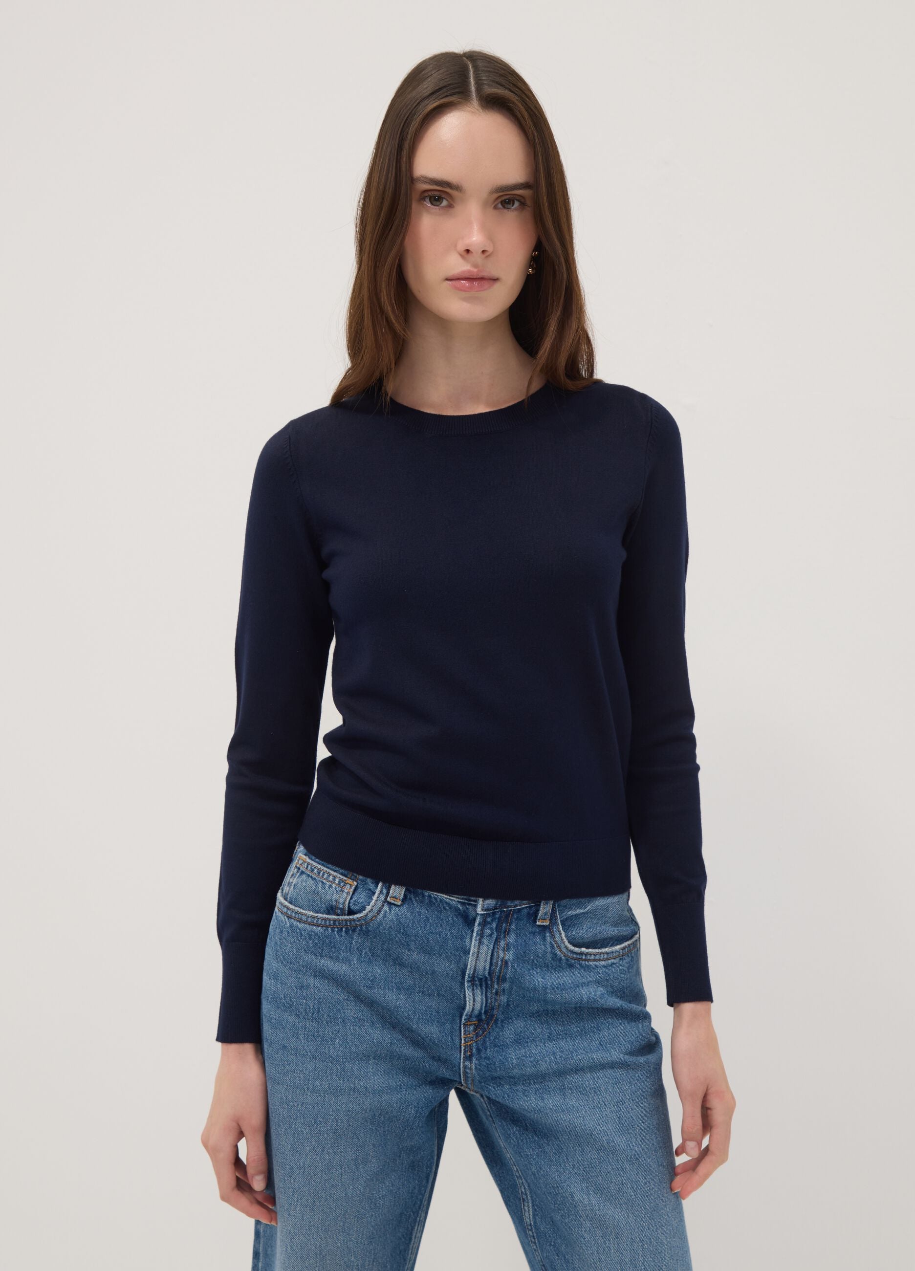 Blue Sweater with Fitted Fit