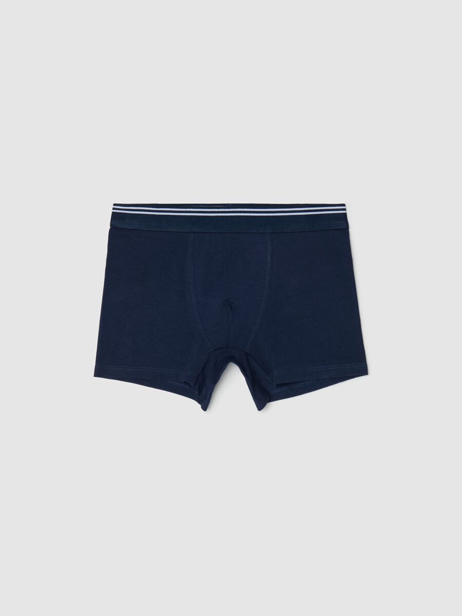 Boxer in cotone stretch con dettaglio a righe_0