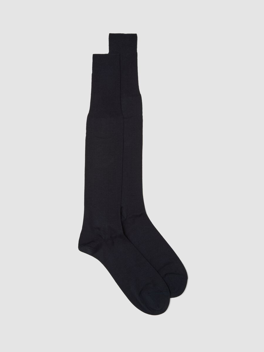 Black long wool-blend socks_0