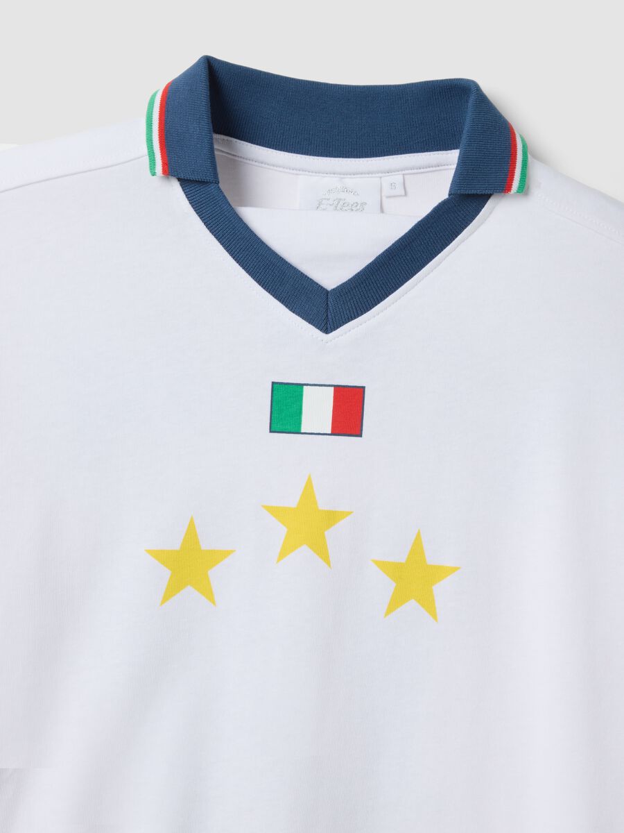 White pure cotton regular fit t-shirt with Italy details_5