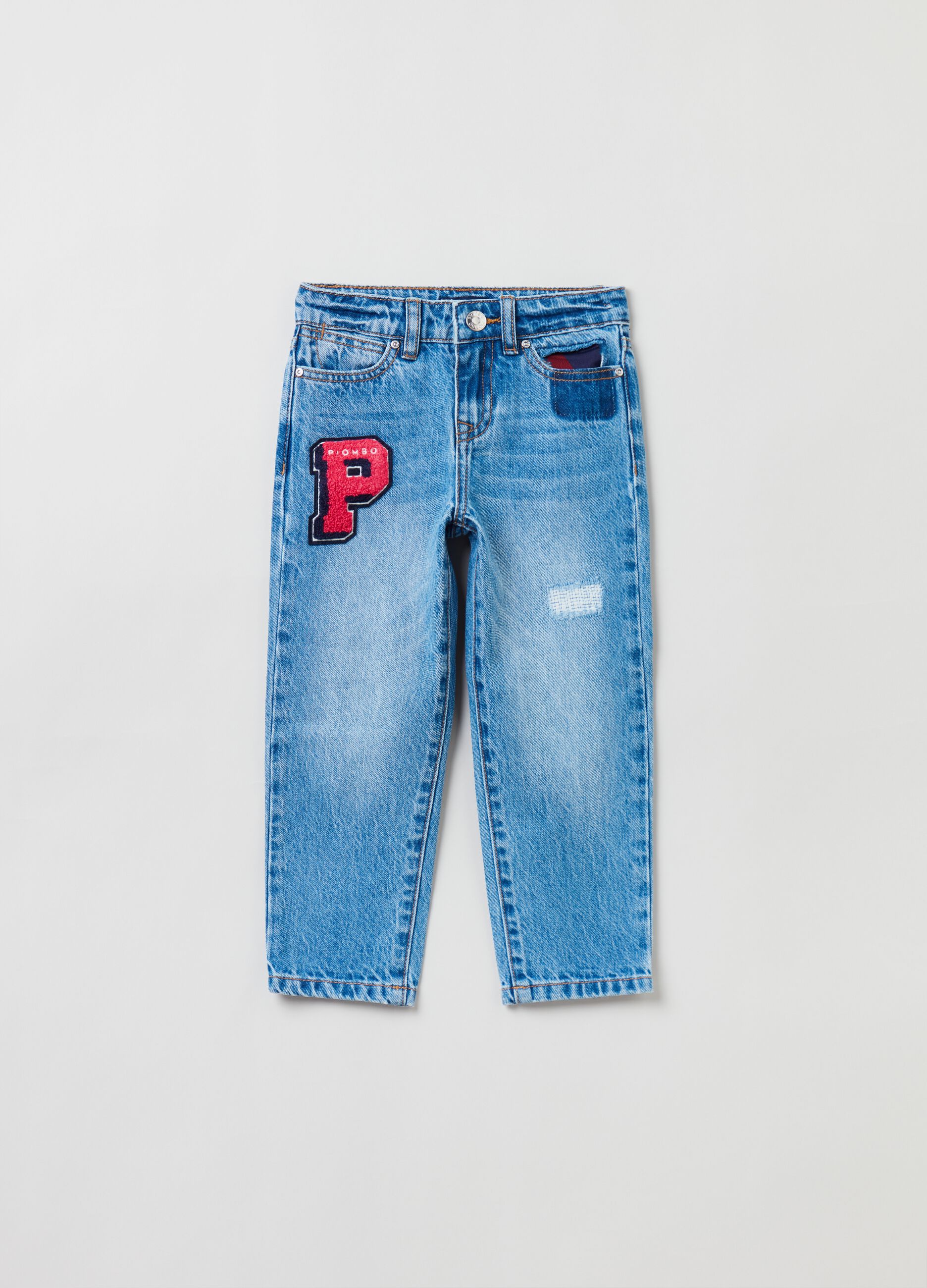 Jeans cinque tasche con patch_0