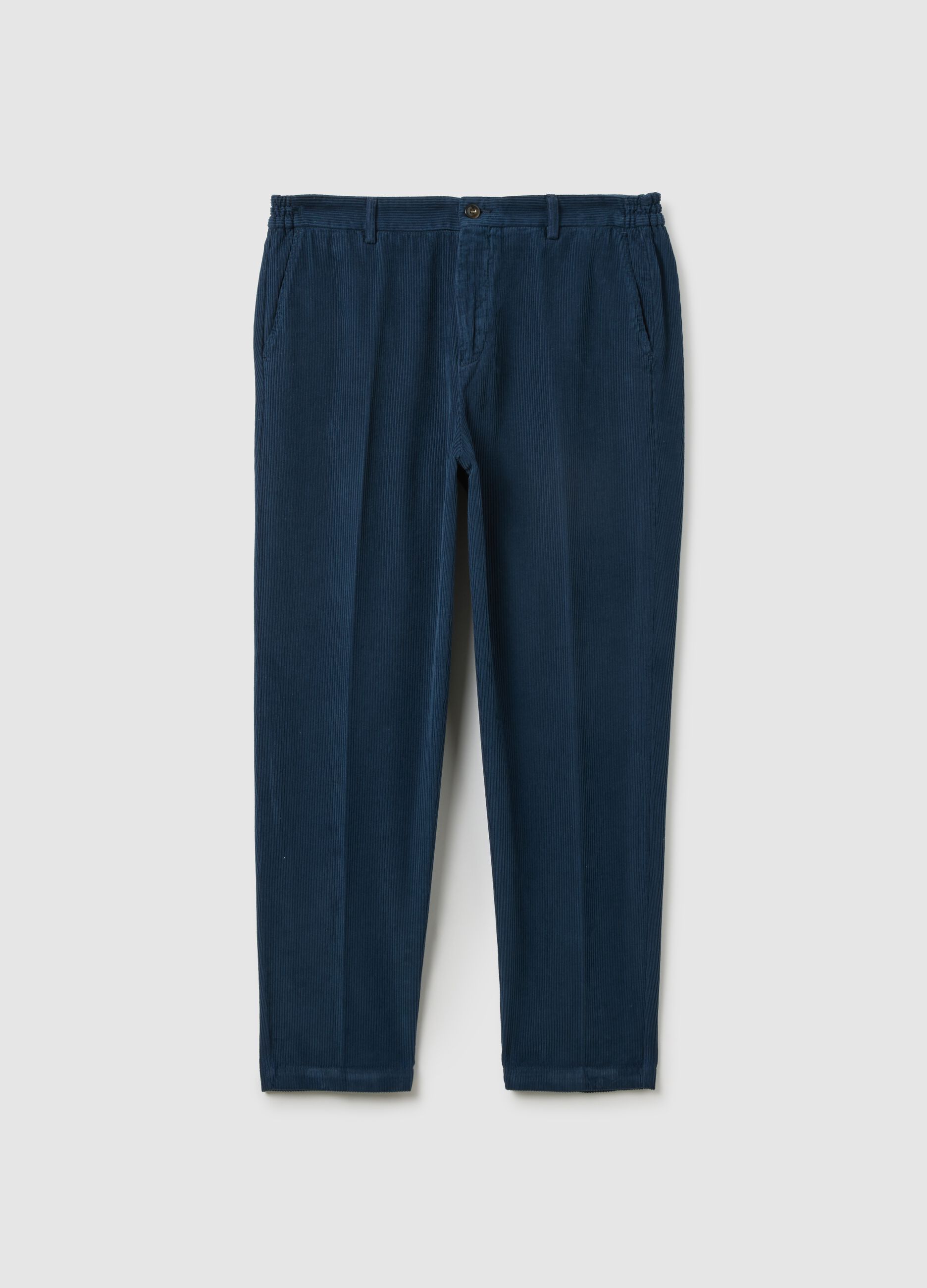 Blue regular fit chino trousers in pure cotton cords