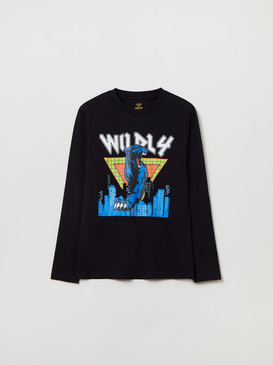 T-shirt a maniche lunghe con stampa_0
