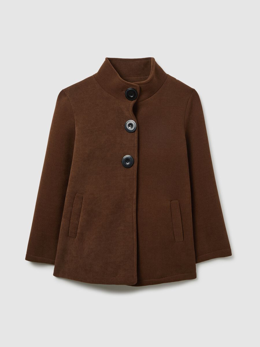 Regular fit brown coat with buttons_4