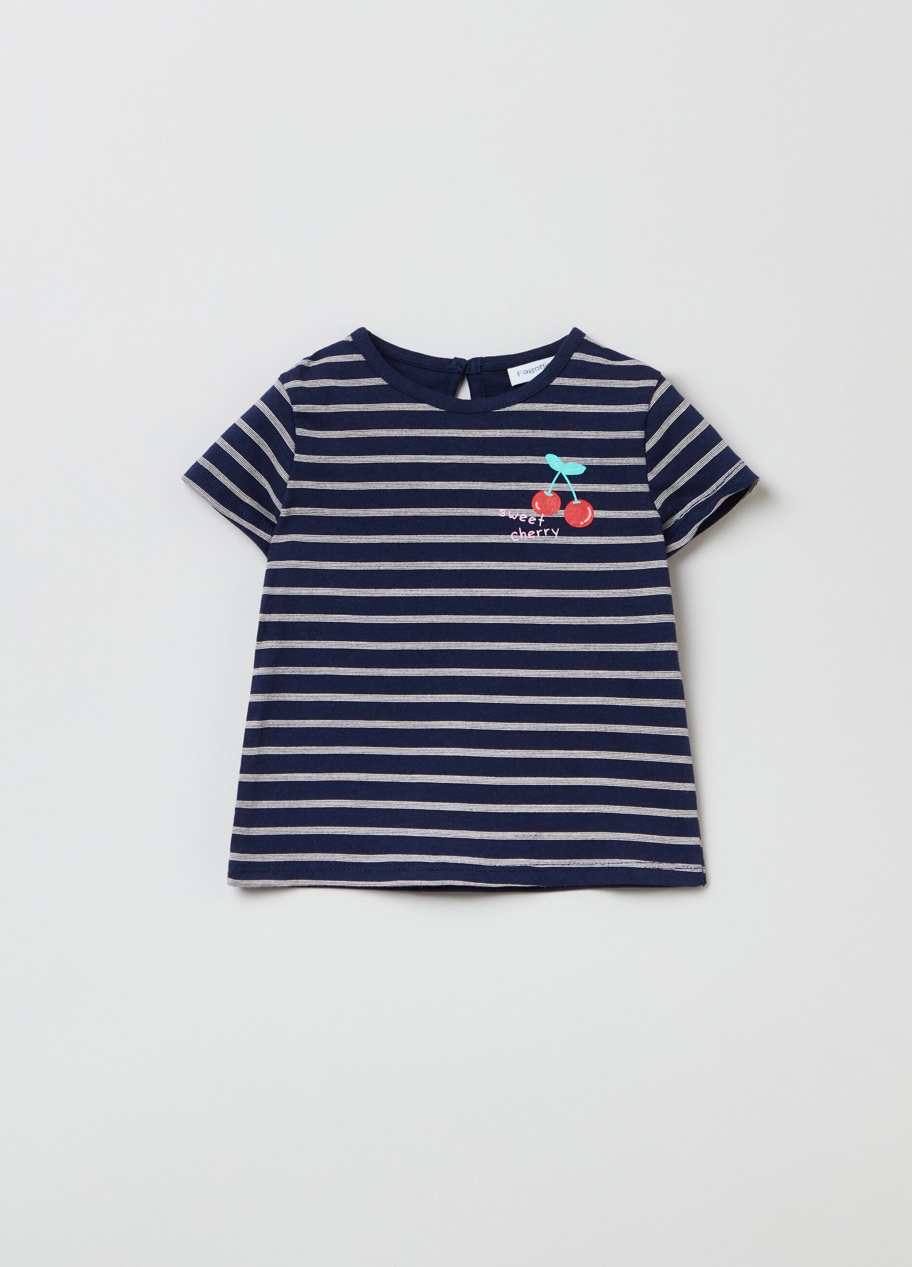 Striped T-shirt with cherries print