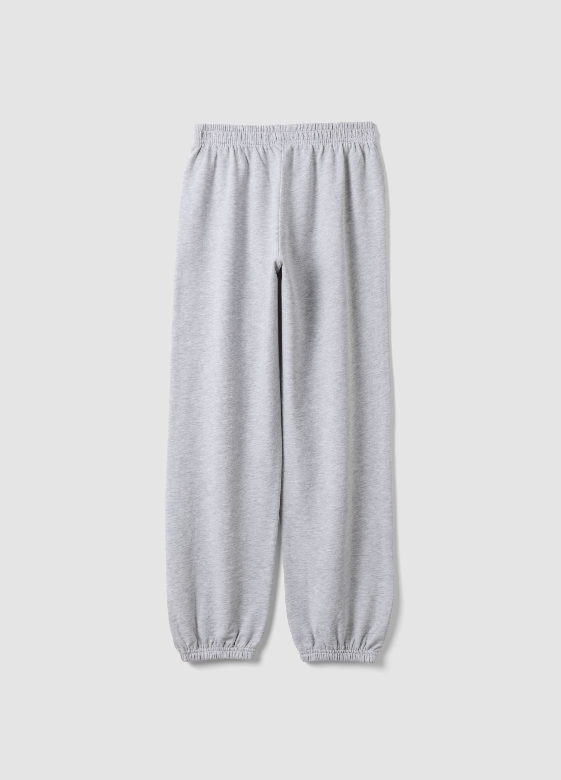 Grey jogger trousers in organic cotton and viscose blend for girls