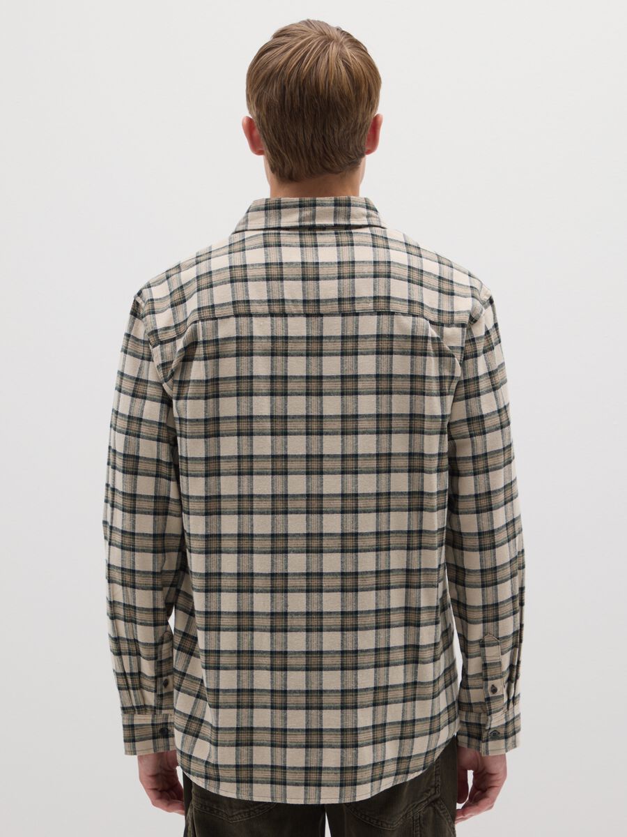 Beige Checked Flannel Shirt_2