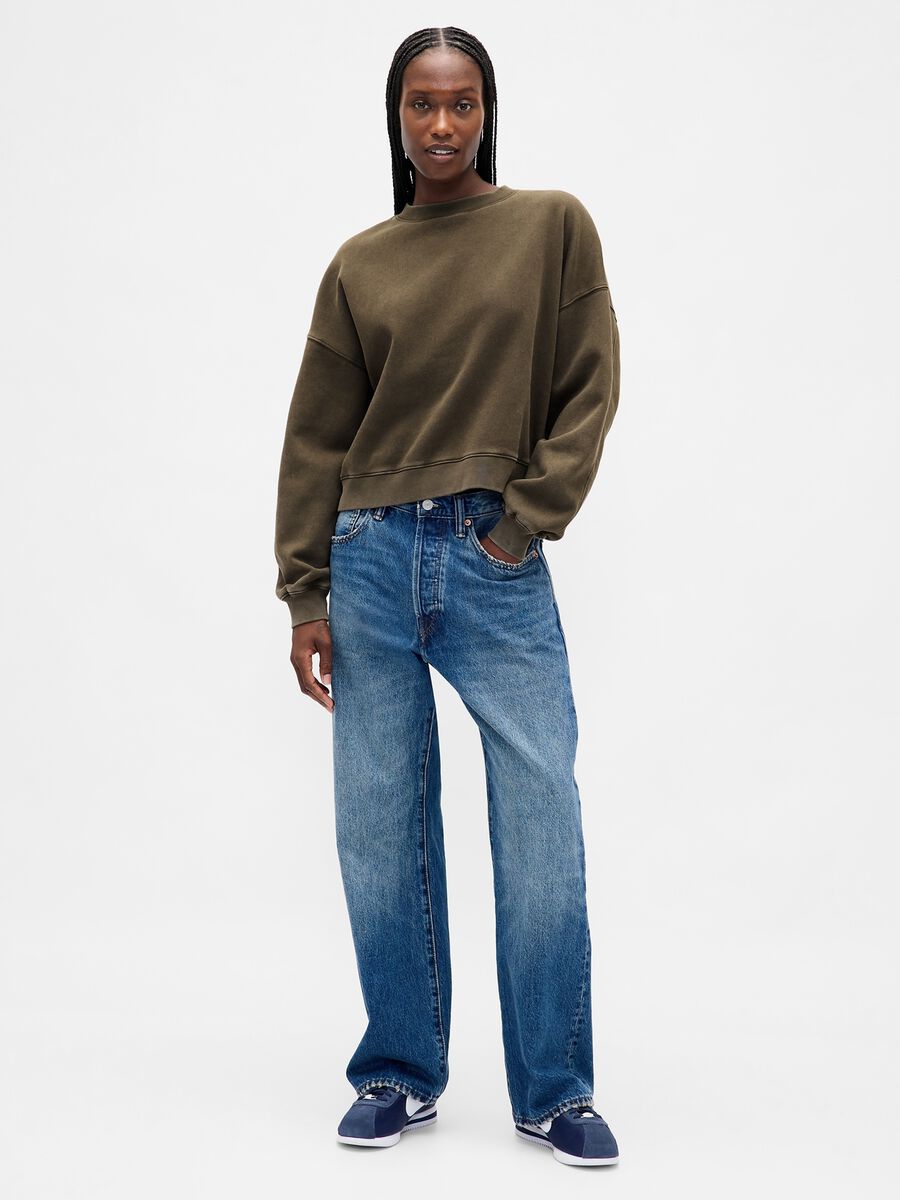 Green sweatshirt with round neck_2