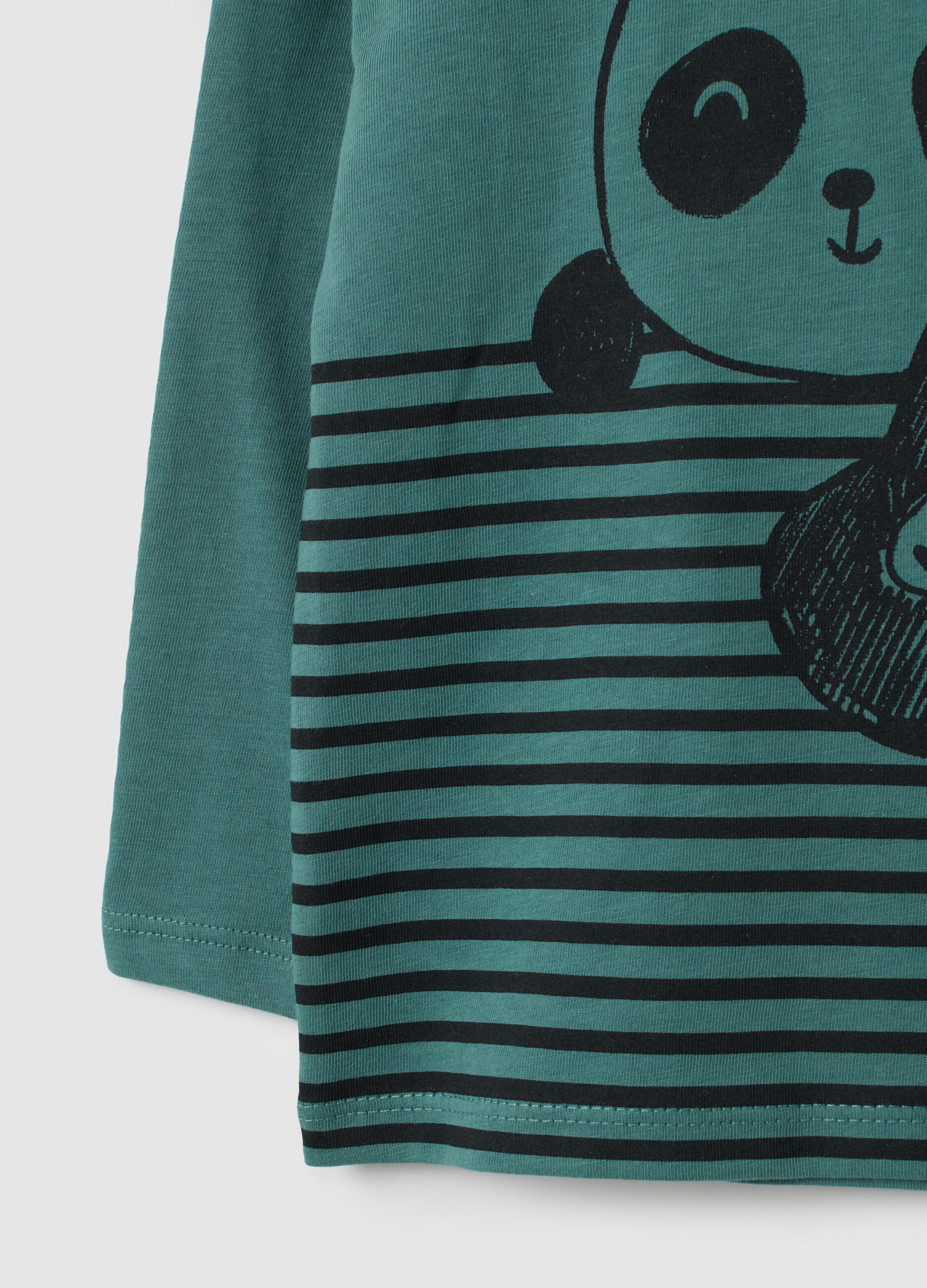 Maglietta a righe per bambino in puro cotone verde regular fit 