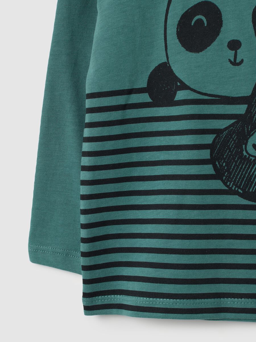 Maglietta a righe per bambino in puro cotone verde regular fit _2